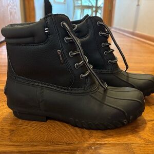 Nautica Black Waterproof Duck Boots - Lace-Up Ankle Rain Boots